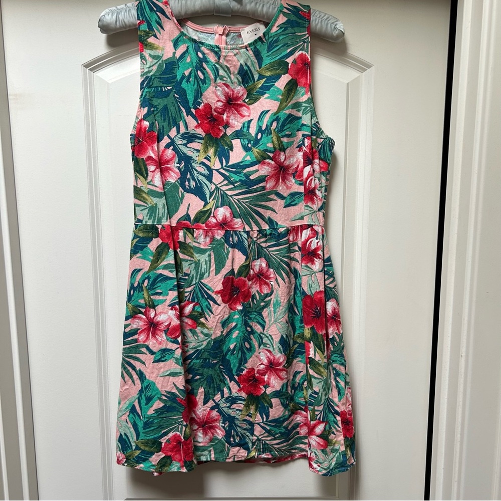 Anthropologie Everly Linen Tropical Floral Sundress M boho summer dance